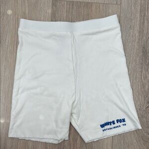 White Fox Ribbed Biker Shorts